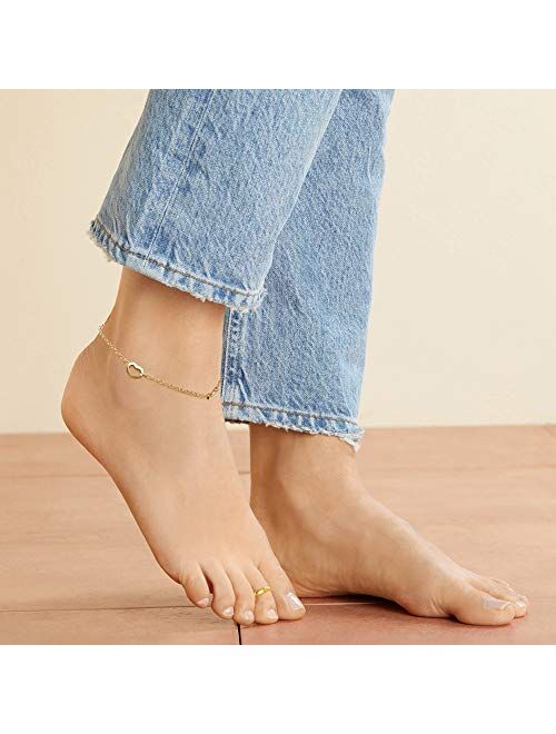 Ross-Simons Italian 14kt Yellow Gold Open-Space Heart Station Anklet. 9 inches