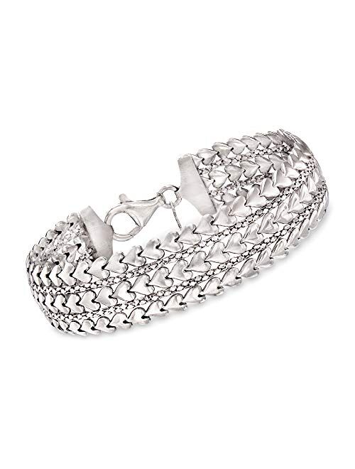 Ross-Simons Italian Sterling Silver Multi-Row Heart Bracelet