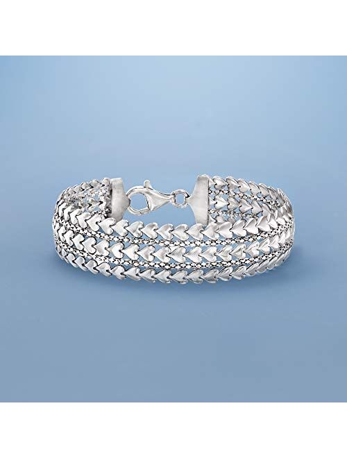 Ross-Simons Italian Sterling Silver Multi-Row Heart Bracelet