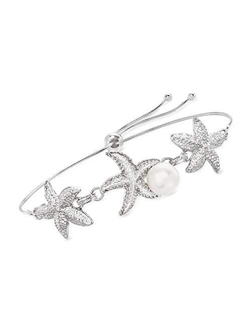 Ross-Simons 8.5-9mm Cultured Pearl Starfish Trio Bolo Bracelet in Sterling Silver