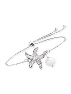 7.5-8mm Cultured Pearl Starfish Bolo Bracelet in Sterling Silver