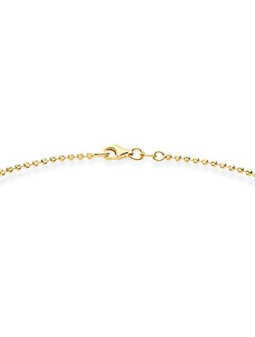 Miabella 925 Sterling Silver Diamond-Cut Infinity Beaded Ball Chain Anklet Ankle Bracelet for Women Teen Girls, Choice White or Yellow 9, 10 Inch Made in Italy