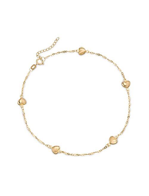 Ross-Simons 14kt Yellow Gold Heart Station Anklet. 9 inches