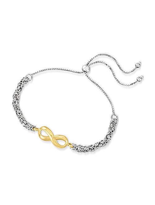 Ross-Simons 2-Tone Sterling Silver Byzantine Infinity Bolo Bracelet