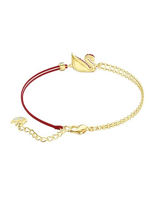 SWAROVSKI Women's Iconic Swan Jewelry Collection, Rose Gold Tone Finish, Red Crystals