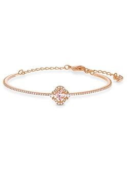 Women's Sparkling Dance Clover Jewelry Collection, Rose Gold Tone Finish, Pink Crystals, Clear Crystals