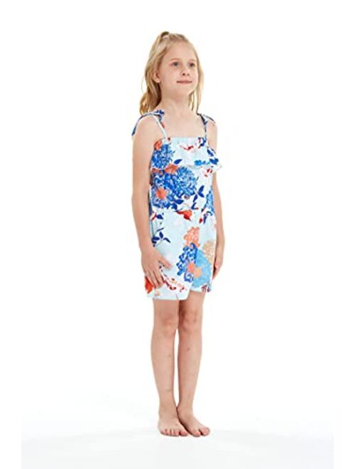 Girl Hawaiian Ruffle Top Jumpsuit Romper in Sunset Neon Pastel