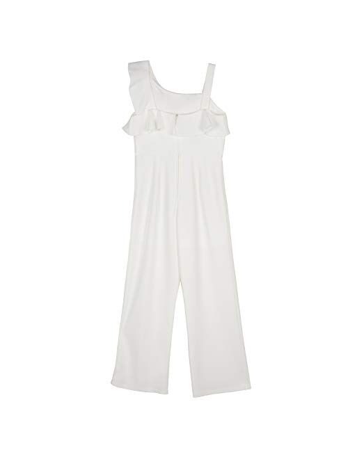 Amy Byer girls One Shoulder Ruffled Jumpsuit