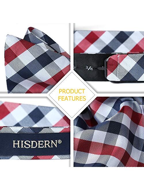 HISDERN Bow Ties for Men 3pcs Mixed Self-Tie Bow tie and Pocket Square Set Classic Formal Tuxedo Wedding & Party Bowtie
