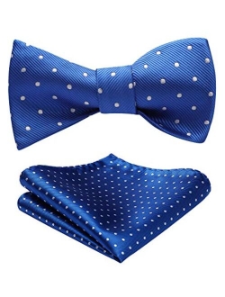 Men's Bow Ties Polka Dots Silk Self-Tie Bow Tie Formal Business & Tuxedo Wedding Bowtie and Pocket Square Set