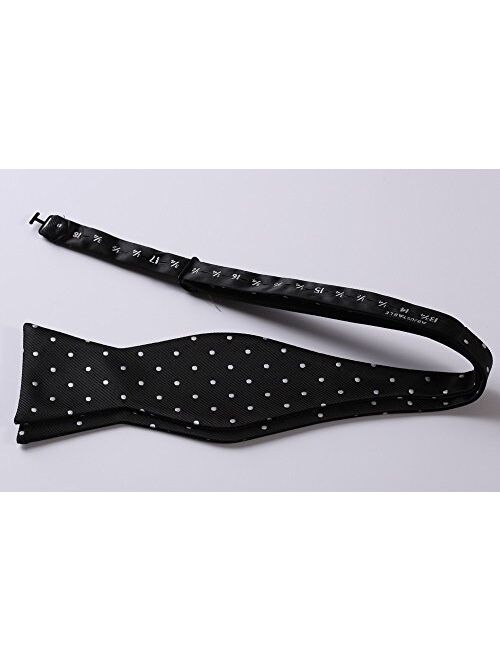 HISDERN Men's Bow Ties Polka Dots Silk Self-Tie Bow Tie Formal Business & Tuxedo Wedding Bowtie and Pocket Square Set