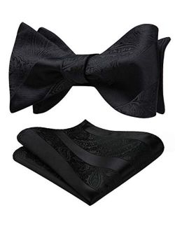 Men's Floral Paisley Self Bow Ties Classic Formal Tuxedo Satin Woven Silk Bowtie for Wedding Party Prom with Gift Box