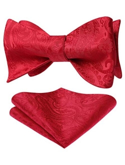 Men's Floral Paisley Self Bow Ties Classic Formal Tuxedo Satin Woven Silk Bowtie for Wedding Party Prom with Gift Box
