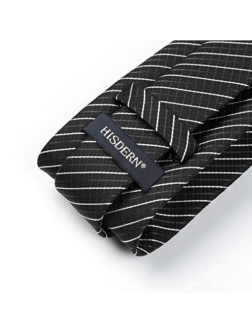 HISDERN Men's Woven Silk Necktie and Pocket Square Set