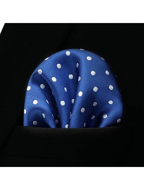 HISDERN Polka Dot Tie Handkerchief Woven Classic Men's Necktie & Pocket Square Set