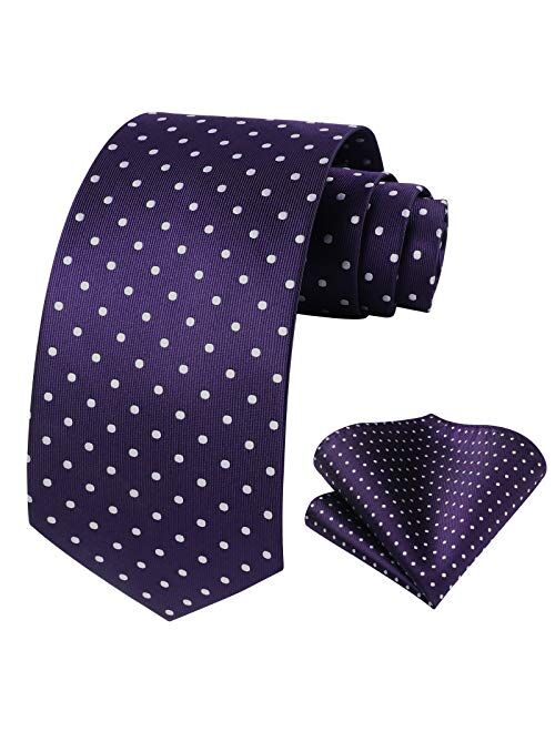 Details about   HISDERN Polka Dot Tie Handkerchief Woven Classic Men's Necktie & Pocket Square S 