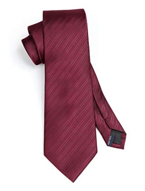 HISDERN Plaid Stripe Pattern Men’s Tie and Pocket Square Set Woven Necktie Handkerchief