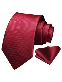 Mens Houndstooth Ties Woven Classic 3.4" Satin Necktie Set Formal Tie Pocket Suqare for Wedding Party with Handkerchief