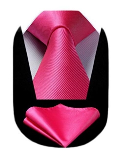 Solid Color Ties for Men, Formal 3.35" Necktie Tie and Pocket Square Set Wedding