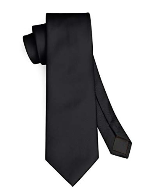 HISDERN Solid Color Ties for Men, Formal 3.35" Necktie Tie and Pocket Square Set Wedding