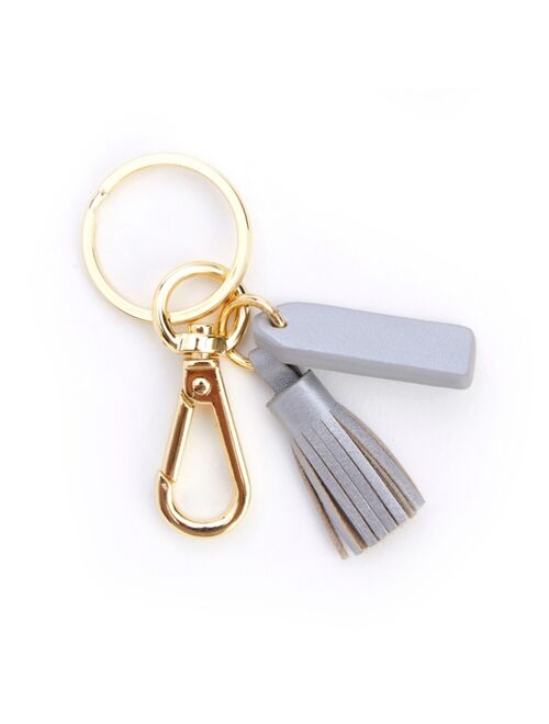 ROYCE New York Leather Mini Tassel Key Fob with Gold Hardware