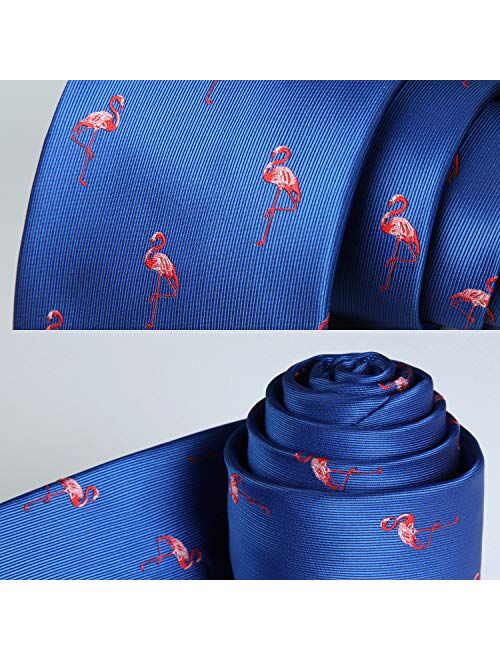 HISDERN Animal Patterns Prom Party Tie Men's Necktie & Pocket Square Set