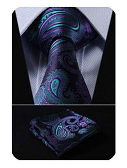 Paisley Tie for Men Handkerchief Woven Classic Floral Men's Necktie & Pocket Square Set