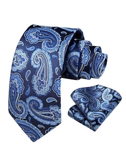 Floral Tie for Men Handkerchief Woven Classic Paisley Men's Necktie & Pocket Square Set
