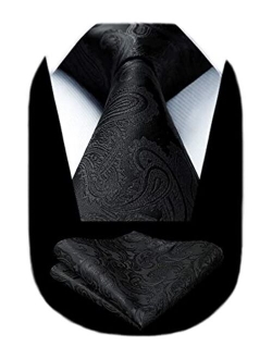 Solid Paisley Tie for Men Handkerchief Woven Classic Flower Men's Necktie & Pocket Square Set