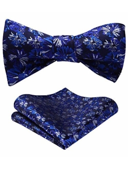 Paisley Floral Party Self Bow Tie Handkerchief Men's Self Bow tie & Pocket Square Set