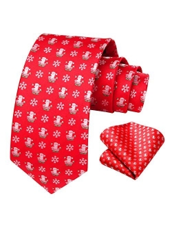 Christmas Tie for Men, Holiday Season Party Necktie & Pocket Square Set