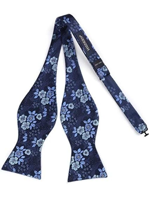 HISDERN Bow Ties for Men Floral Bowties Mens Self Tie Bow Tie Handkerchief Jacquard Woven Bowtie Pocket Square Set