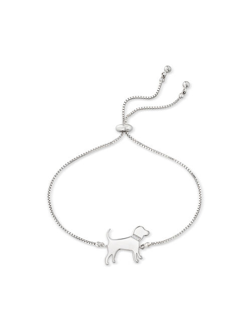 Ross-Simons Diamond-Accented Dog Bolo Bracelet in Sterling Silver