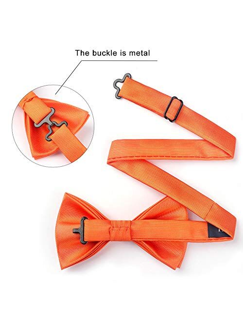HISDERN Solid Color Bow Ties for Men Pre-Tied Bow Tie and Pocket Square Formal Tuxedo Wedding Clip on Bowtie