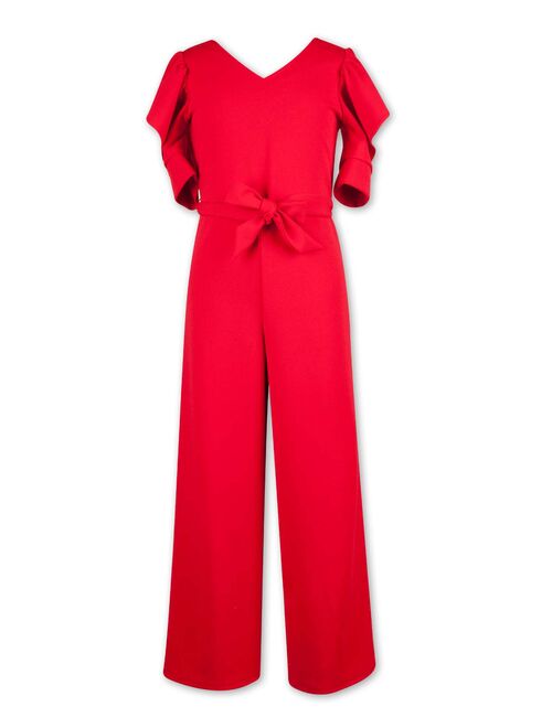 Lots of Love by Speechless Girls Ruffle Sleeve Tie Waist Christmas Holiday Jumpsuit, Sizes 7-16