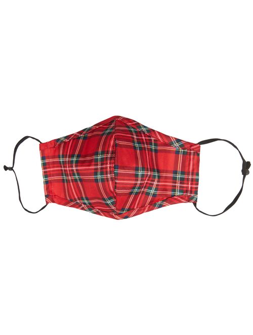 Jacob Alexander Red Christmas Plaid Boys' Suspenders Prep Neck Tie and Kids Face Mask Set