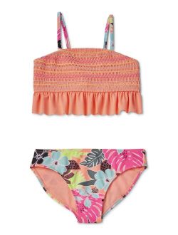 4-18 Printed Ruffle Bikini Swimsuit With Upf 50