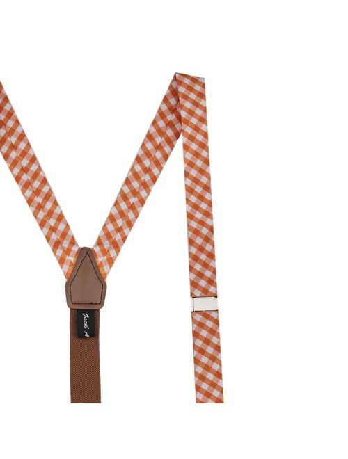 Jacob Alexander Boys' Gingham Checkered Pattern Suspenders - Orange