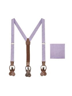 Boys' Seersucker Suspenders and Pocket Square Set - Lavender