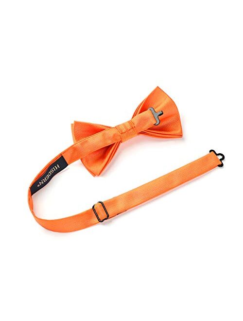 HISDERN Men's Solid Color Microfiber Pre Bow Tie Pocket Square Set