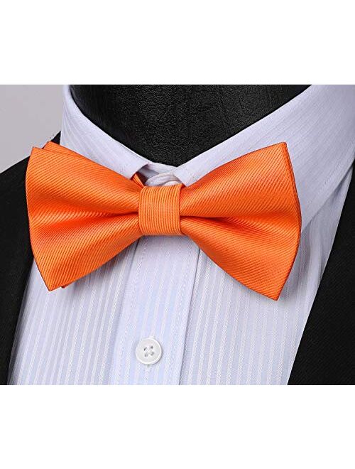 HISDERN Men's Solid Color Microfiber Pre Bow Tie Pocket Square Set