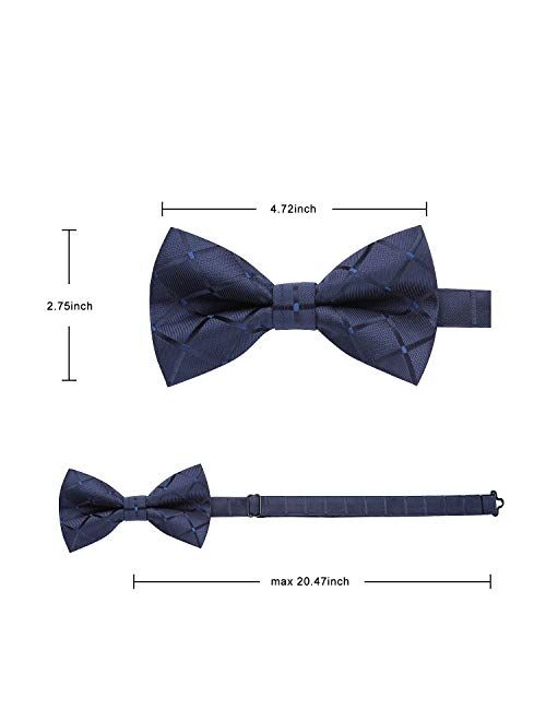 HISDERN Men's Solid Color Microfiber Pre Bow Tie Pocket Square Set