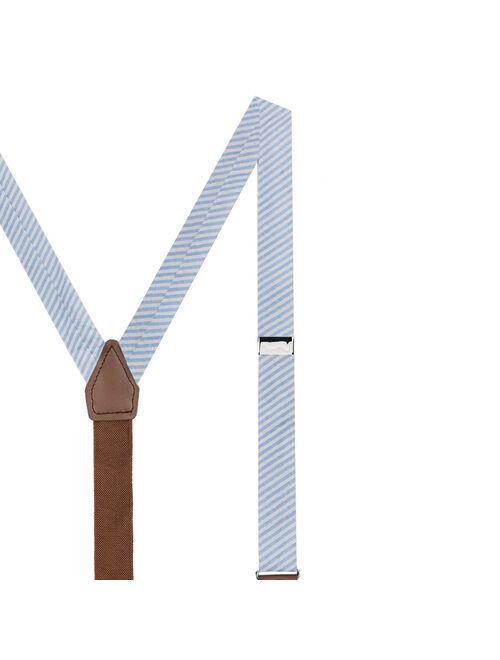 Jacob Alexander Boys' Seersucker Striped Pattern Suspenders - Baby Blue