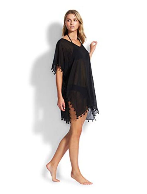 Seafolly Women's Kaftan Tassel Trim Cover Up Dress