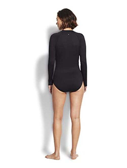 Seafolly Women's Long Sleeve One Piece Surfsuit with Zip Front Swimsuit