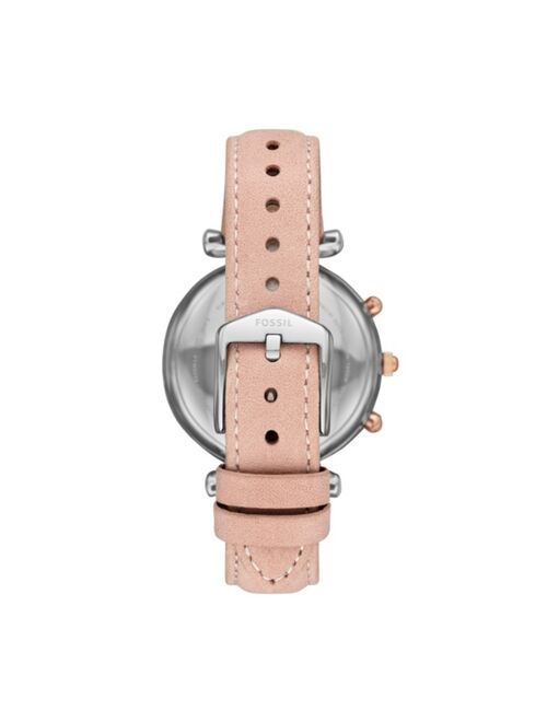 Fossil Women's Hybrid Smart Watch Carlie Blush Leather Strap Watch 36mm