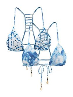 Women's Caribbean Ink Reversible Slide Triangle Bikini Top Swimsuit