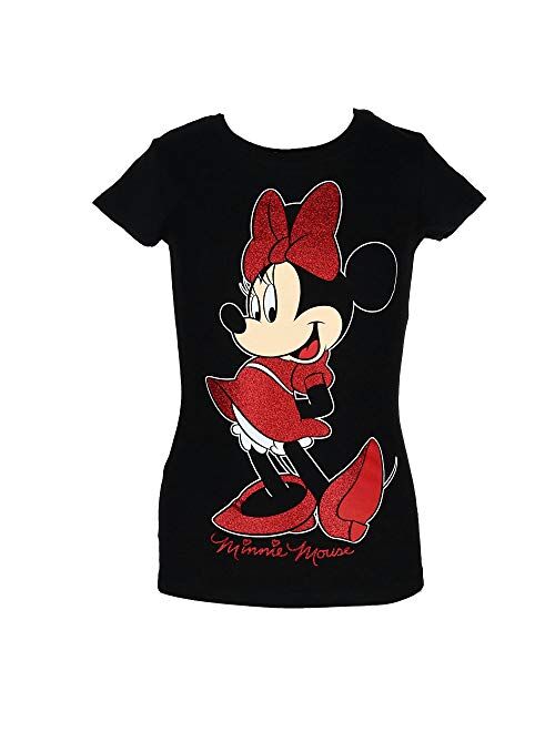 Disney Girl's Minnie Mouse Red Glitter Shoe Tee Shirt