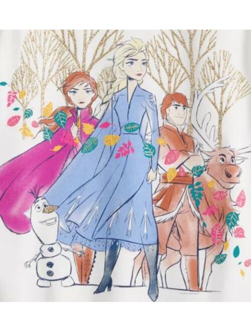 Disney Frozen Anna Elsa Tee for Girls Flutter Tee Long Sleeve Tee White and Teal Anna Elsa Sizes 7-12.