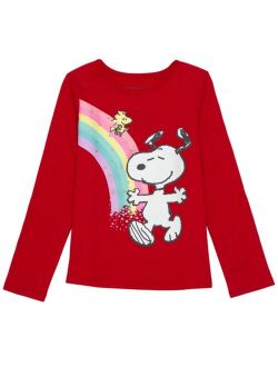 Little Girls Snoopy Rainbow Long Sleeve Tee